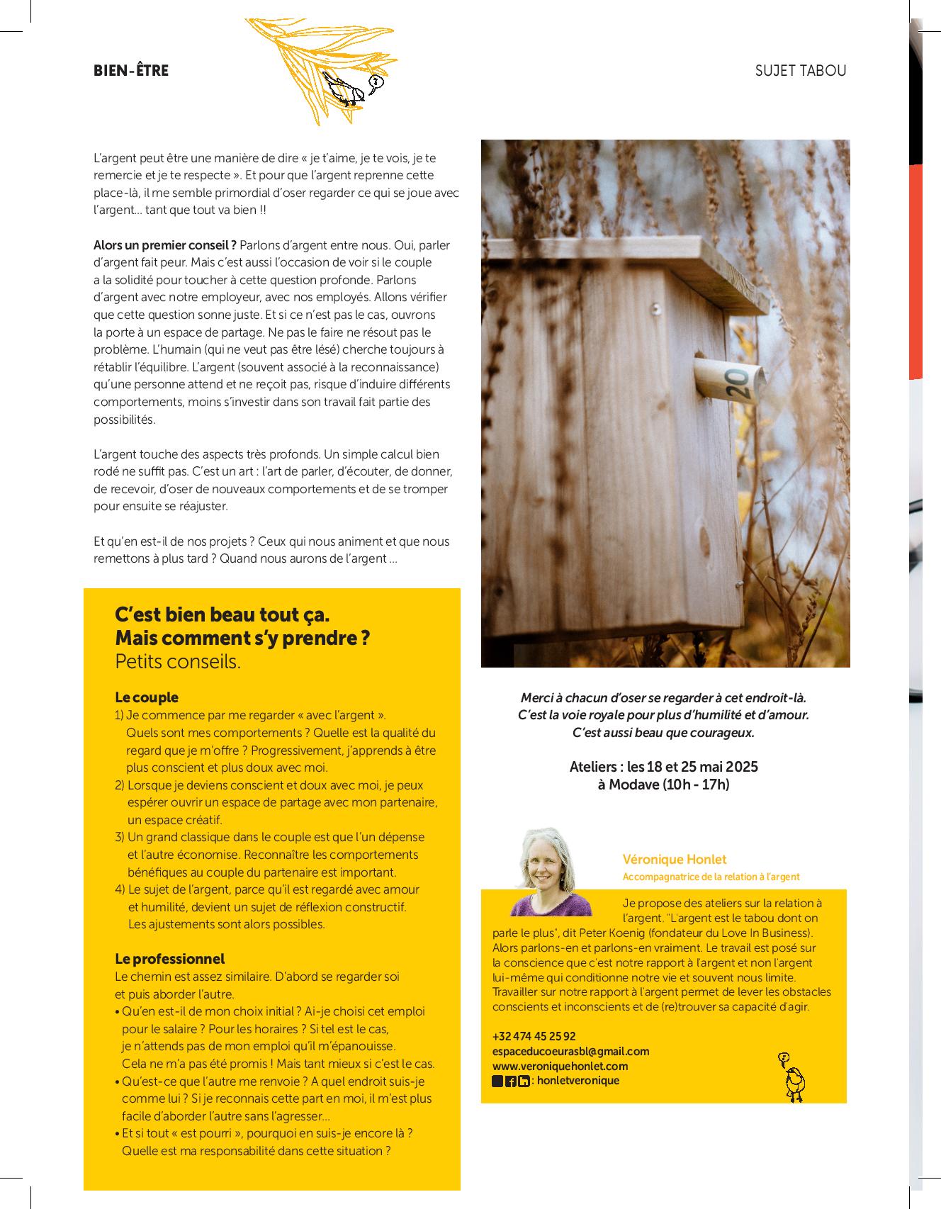 Accompagnement, relation à l'argent, libération